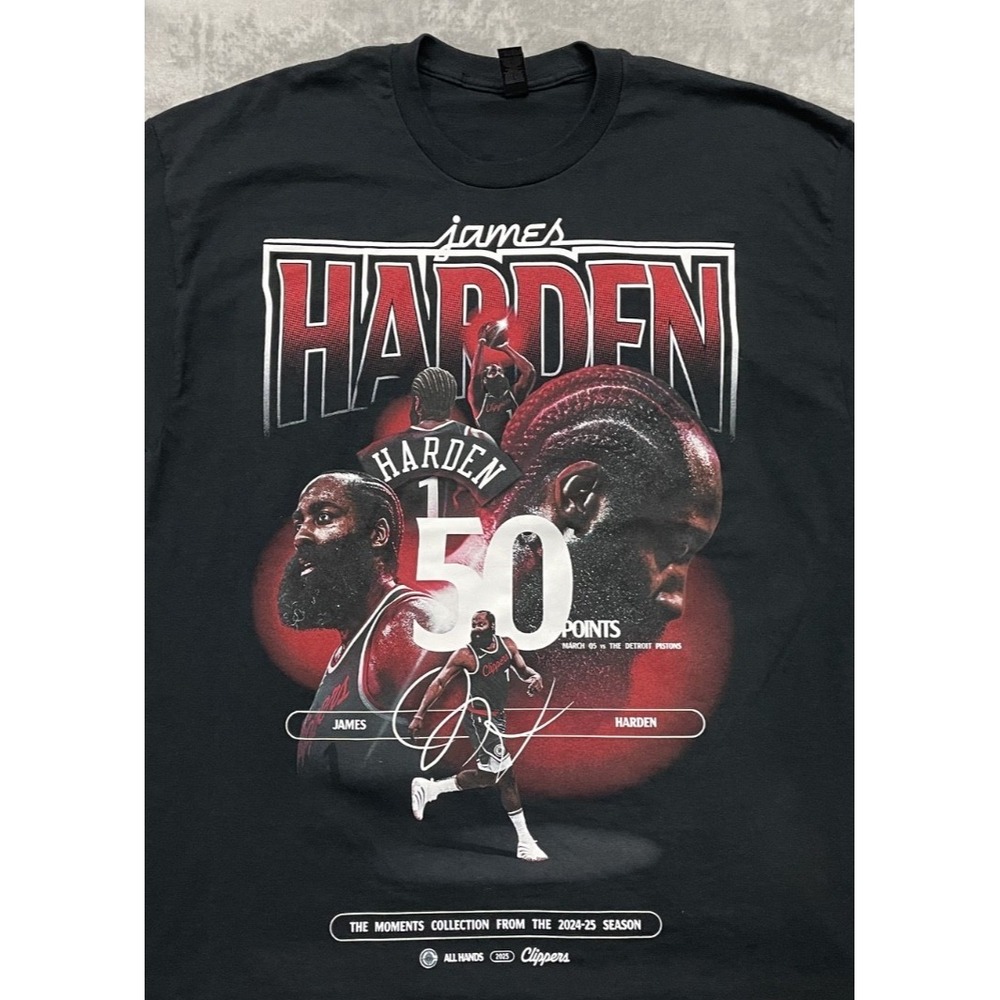 LA Clippers James Harden T-Shirt Men's Large Black Playoff Moments 2024-25 Promo
